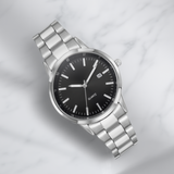 Stainless Steel Minimalist Watch with black dial 40mm