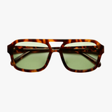 Women’s Aviator Sunglasses with Tortoiseshell Frame and Sage Lenses